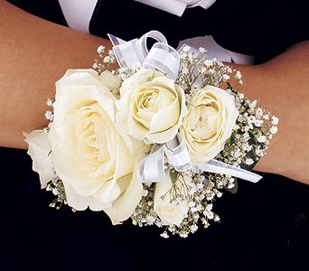 White Ice Roses Wristlet